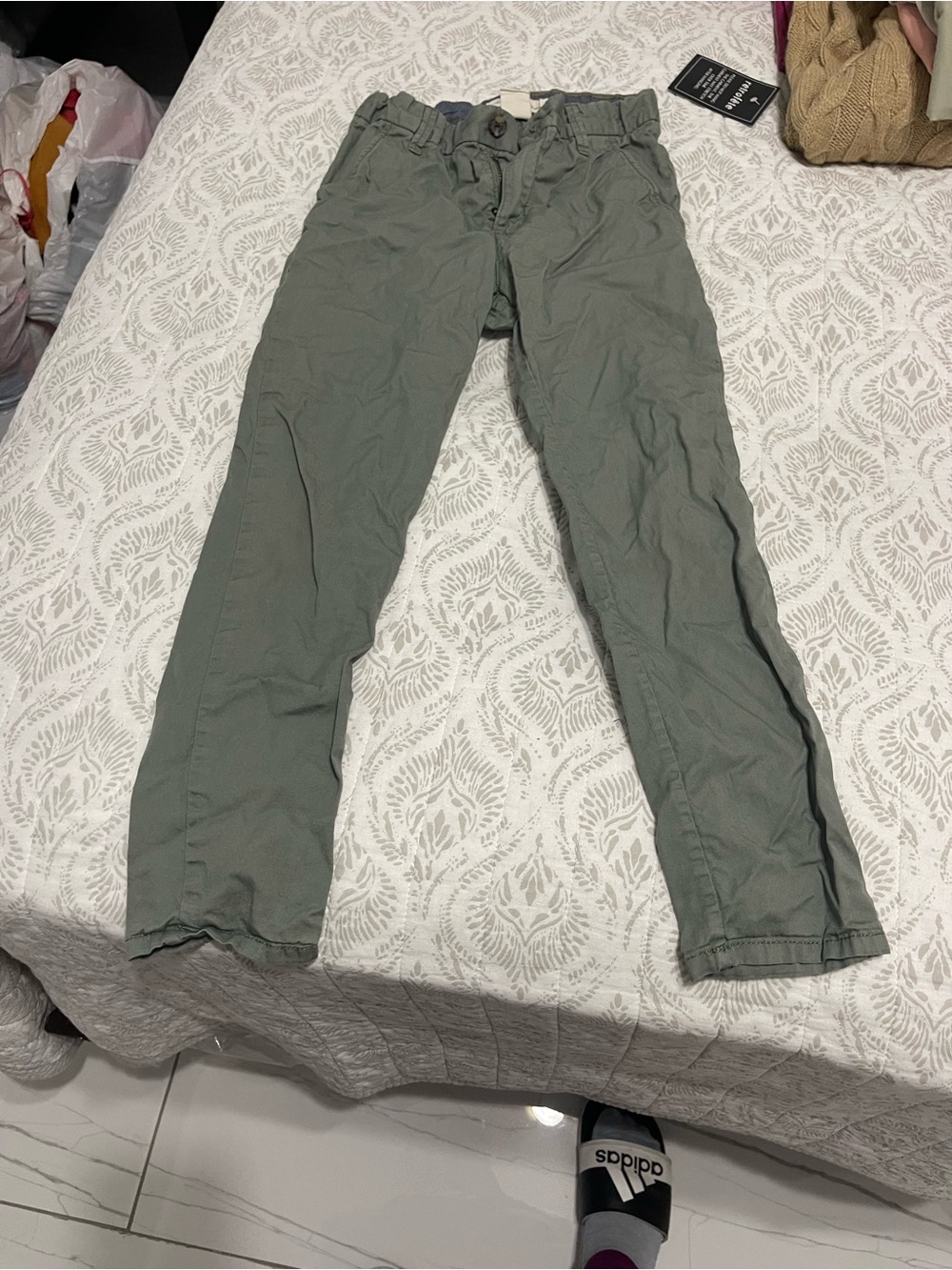 Boys Casual Chino Pants - Olive Green